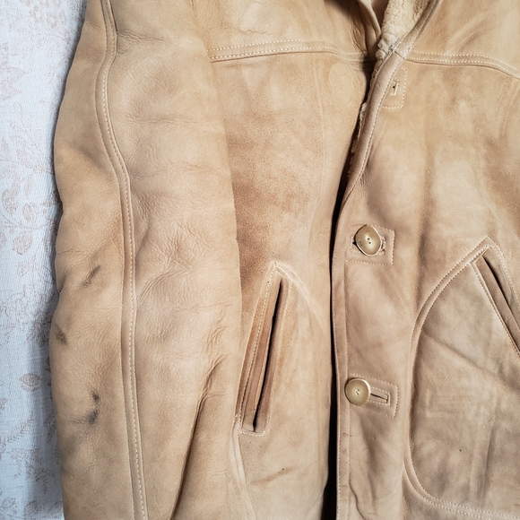 Vintage Abercrombie & Fitch 50s Shearling Leather Coat Sherpa size 38 - Picture 8 of 11